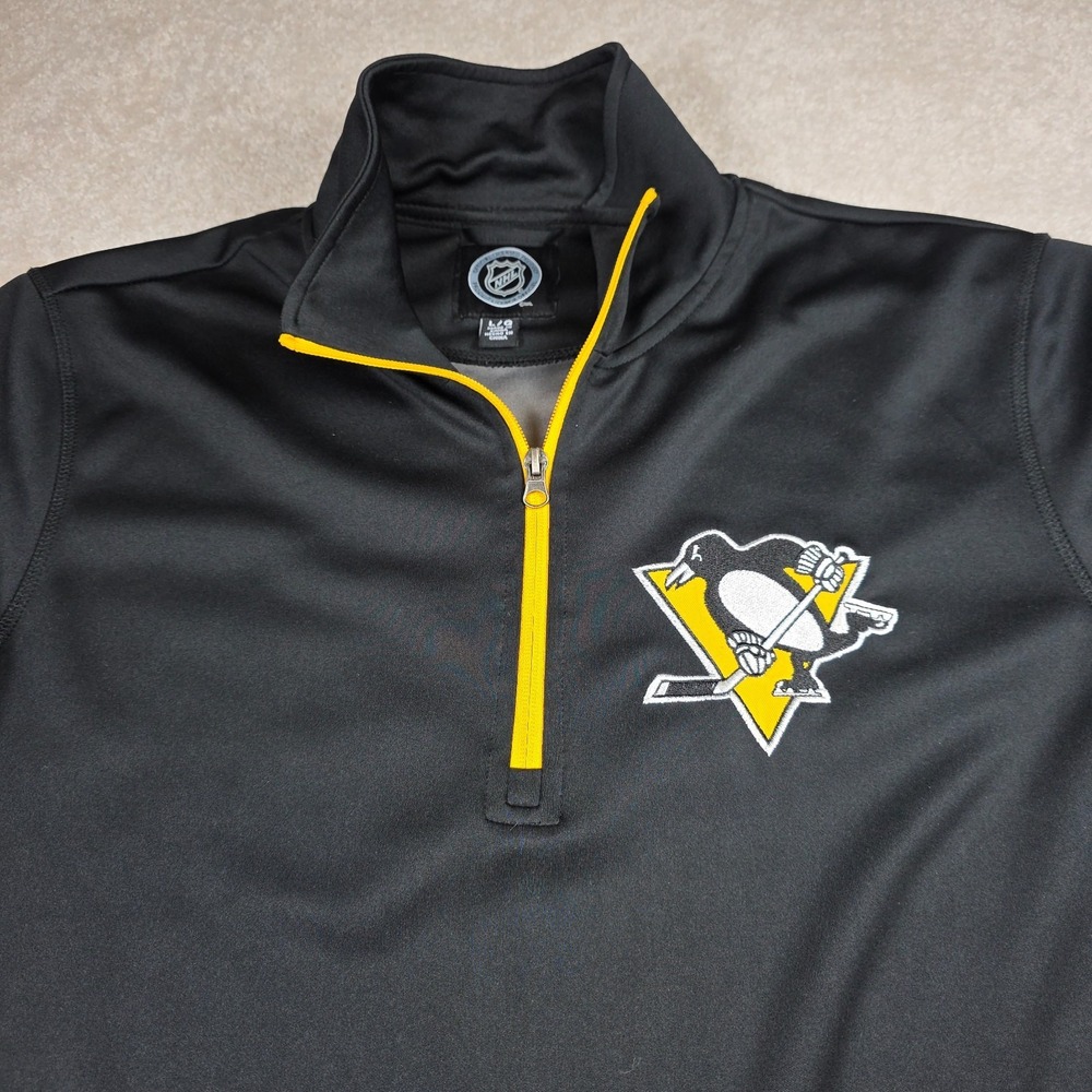Pittsburgh Penguins NHL Hockey Mens L G-III Jacket Black  Quarter-Zip Pullover